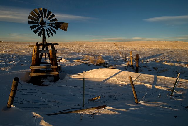 Laramie Basin windmill and snow – Ken Driese